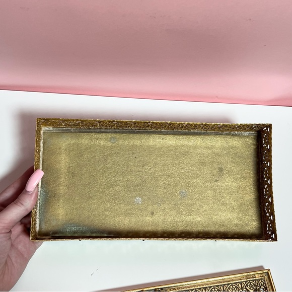 Vintage victorian ornate gold bow ribbon tissue box holder - Picture 7 of 7